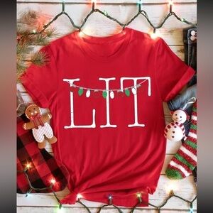 Lit Christmas Lights Graphic Tee Shirt New